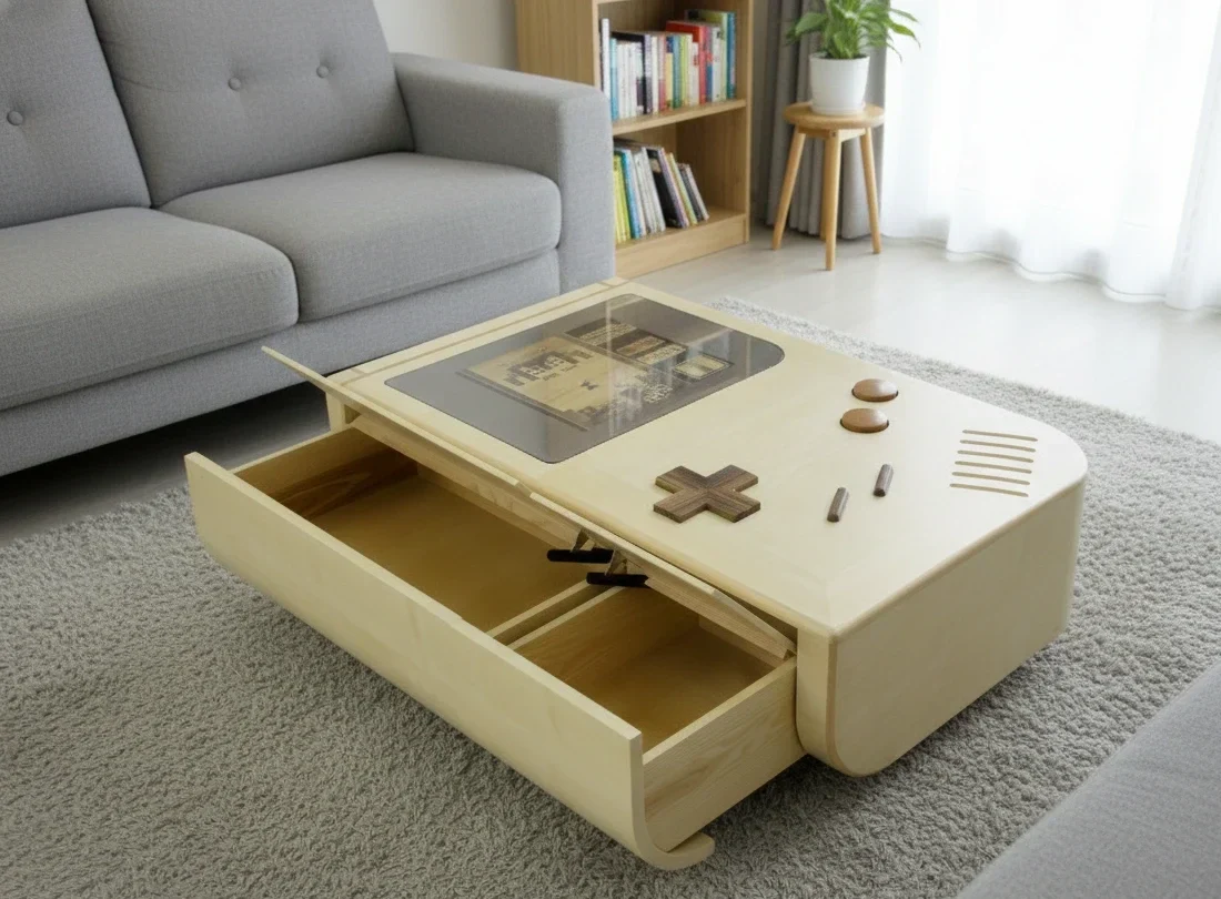 Table basse "GameBoy "avec marqueterie